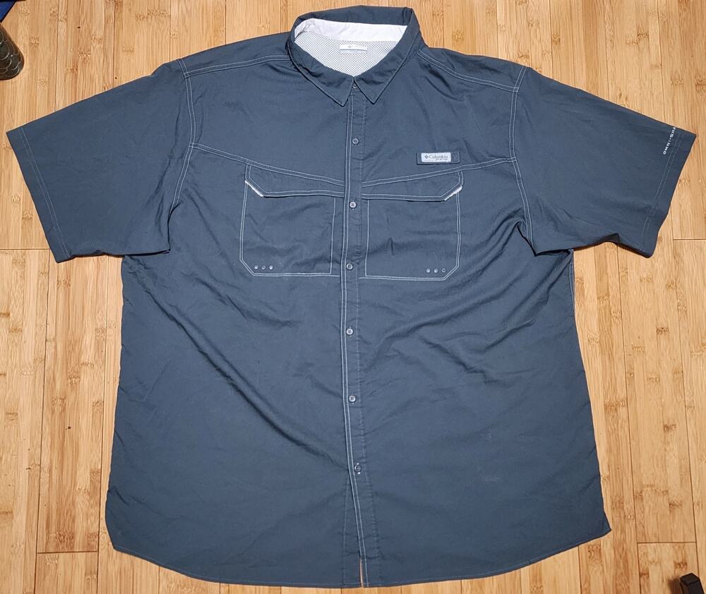 Columbia Low Drag Offshore Shirt Men 4XT TALL Gray PFG Omni Shade Button Vented